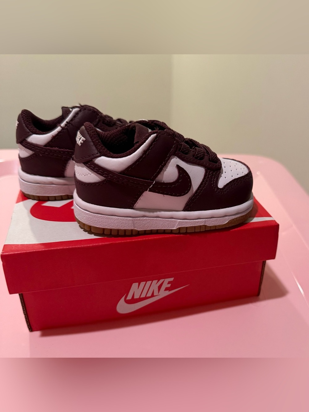 Kids 3C Nike Dunk Low - White & Burgundy